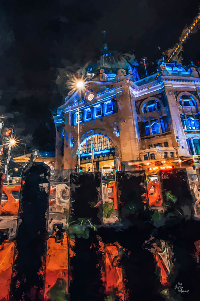 Flinders Street Station at Night - Digital Painting