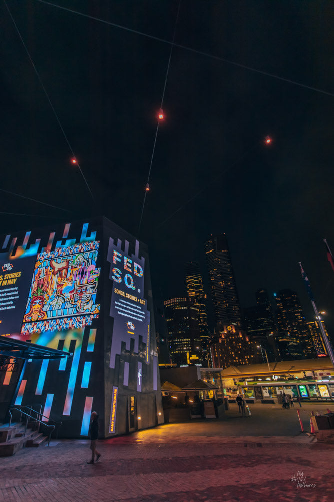 Fed square at night